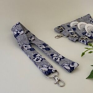 18" Mickey Lanyard Neck Strap Handmade Fabric ID‎ Holder for Keys and Badges